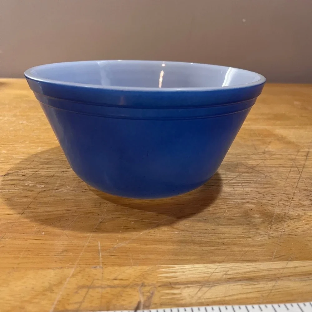 Vtg Federal Glass Blue Milk‎ Glass Mixing Bowl Mid Century Modern 6 inch